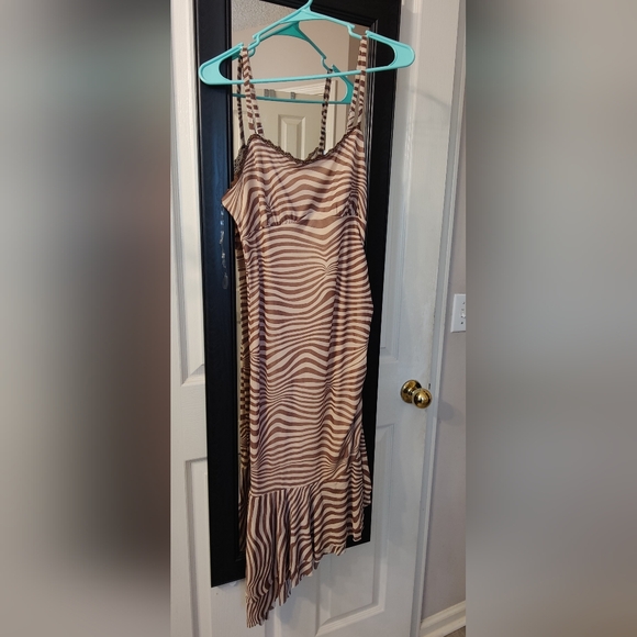 NWT Wild Fable Asymmetrical Animal Print Spaghetti Strap Party Dress - Picture 7 of 9